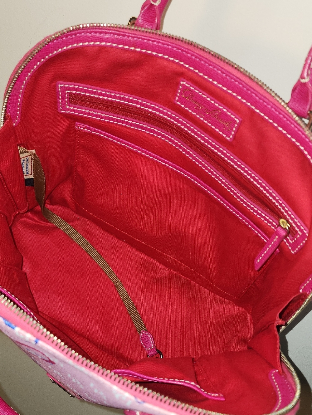 Dooney And Bourke Large Leather Pink Heart Dome Satchel Handbag - Picture 10 of 10